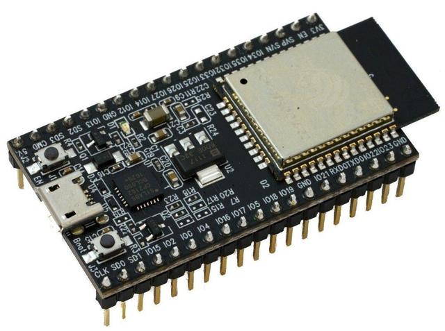 Image of a ESP32 devkit on a white background